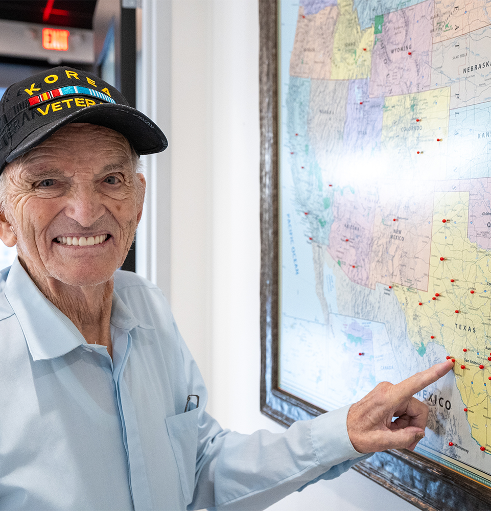 patient pointing at a map
